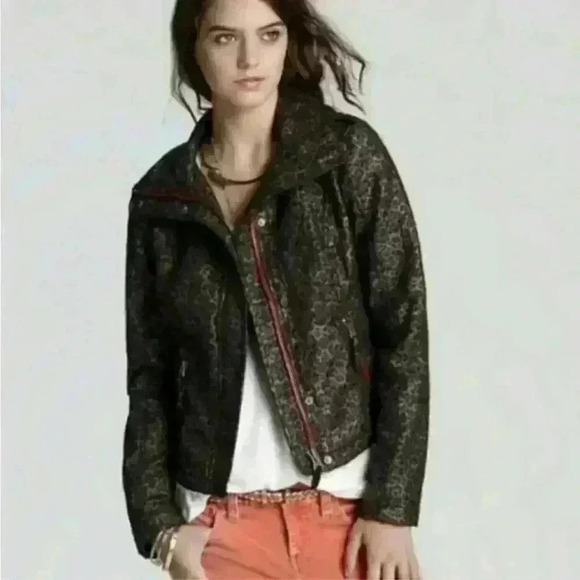 WE THE FREE LEOPARD MOTO JACKET SIZE 4 - Picture 1 of 11
